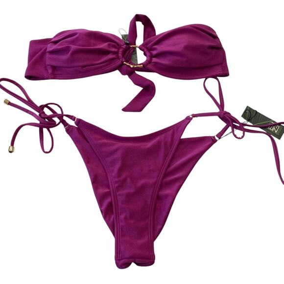 ENEZ Frida bandeau Bikini top & Vivian string bottoms Set NEW Size large/medium - Picture 7 of 14